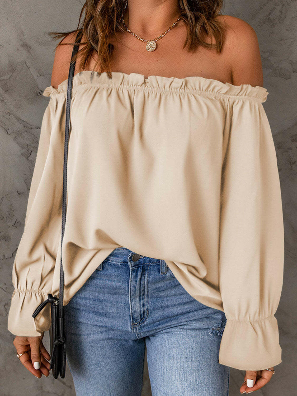 Off-Shoulder Flounce Sleeve Blouse - StyleLure