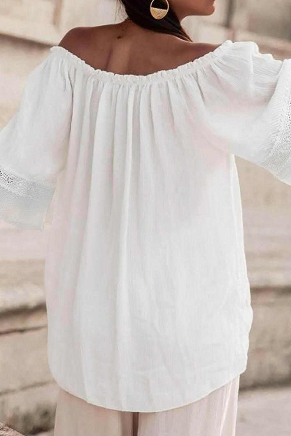 Lace Detail Off-Shoulder Blouse - StyleLure