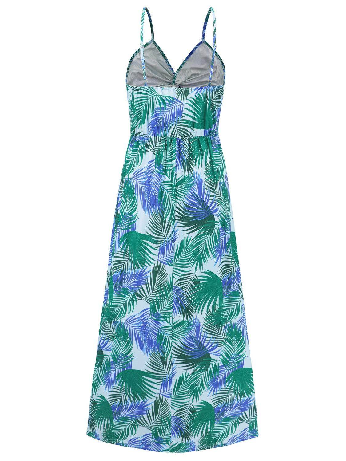 Twisted Printed V-Neck Cami Dress - StyleLure