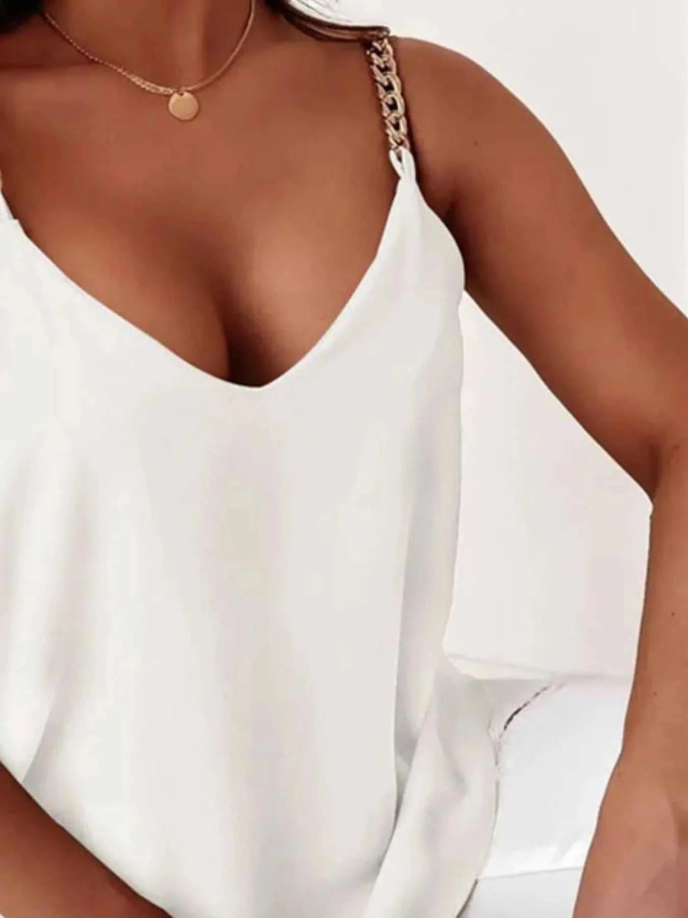 Chain Strap V - Neck Tank Top - StyleLure