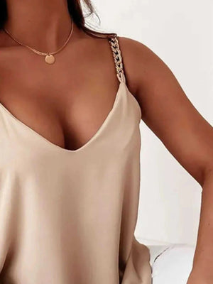 Chain Strap V - Neck Tank Top - StyleLure