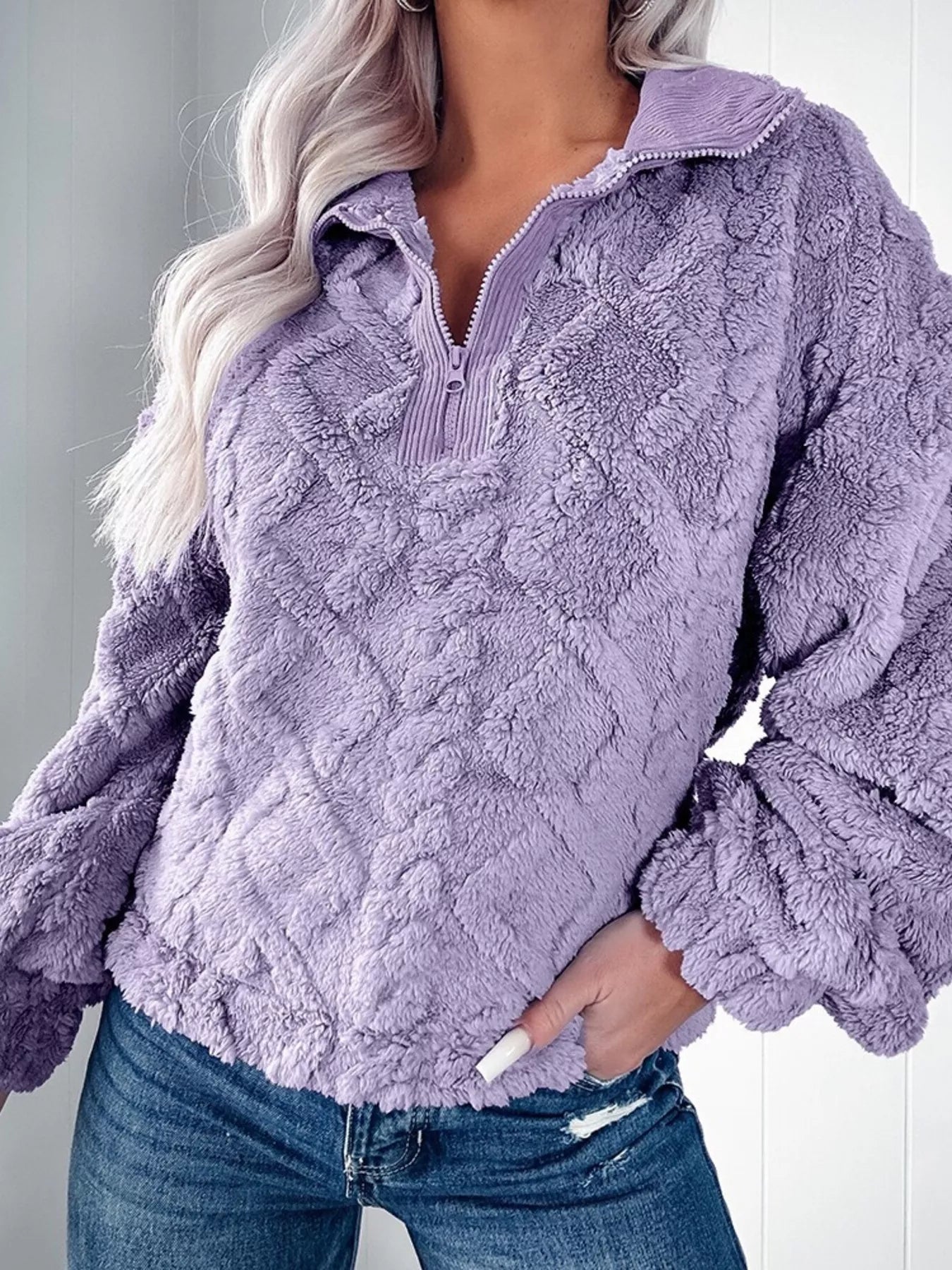 Cozy Fleece Quarter Zip Sweatshirt - StyleLure