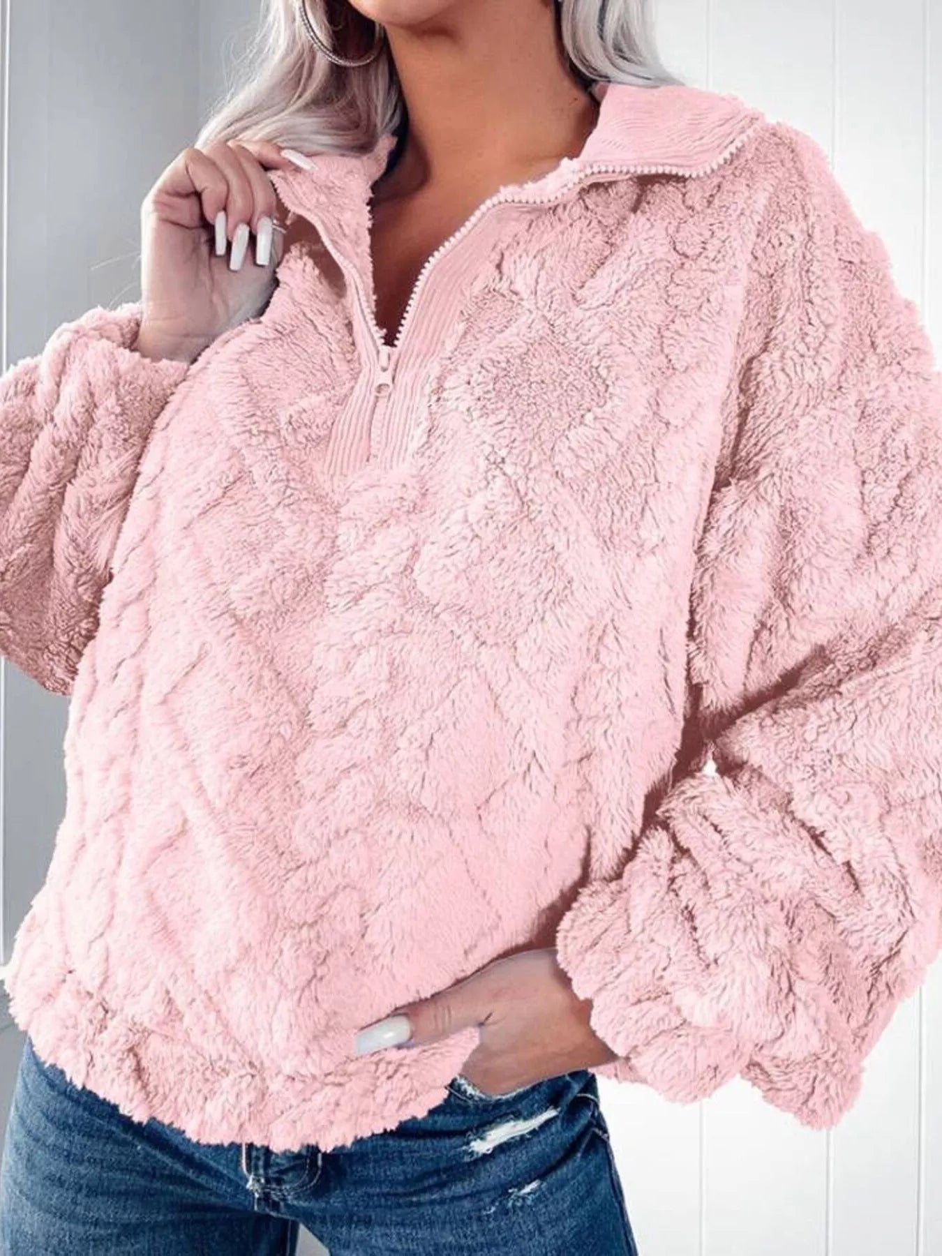 Cozy Fleece Quarter Zip Sweatshirt - StyleLure