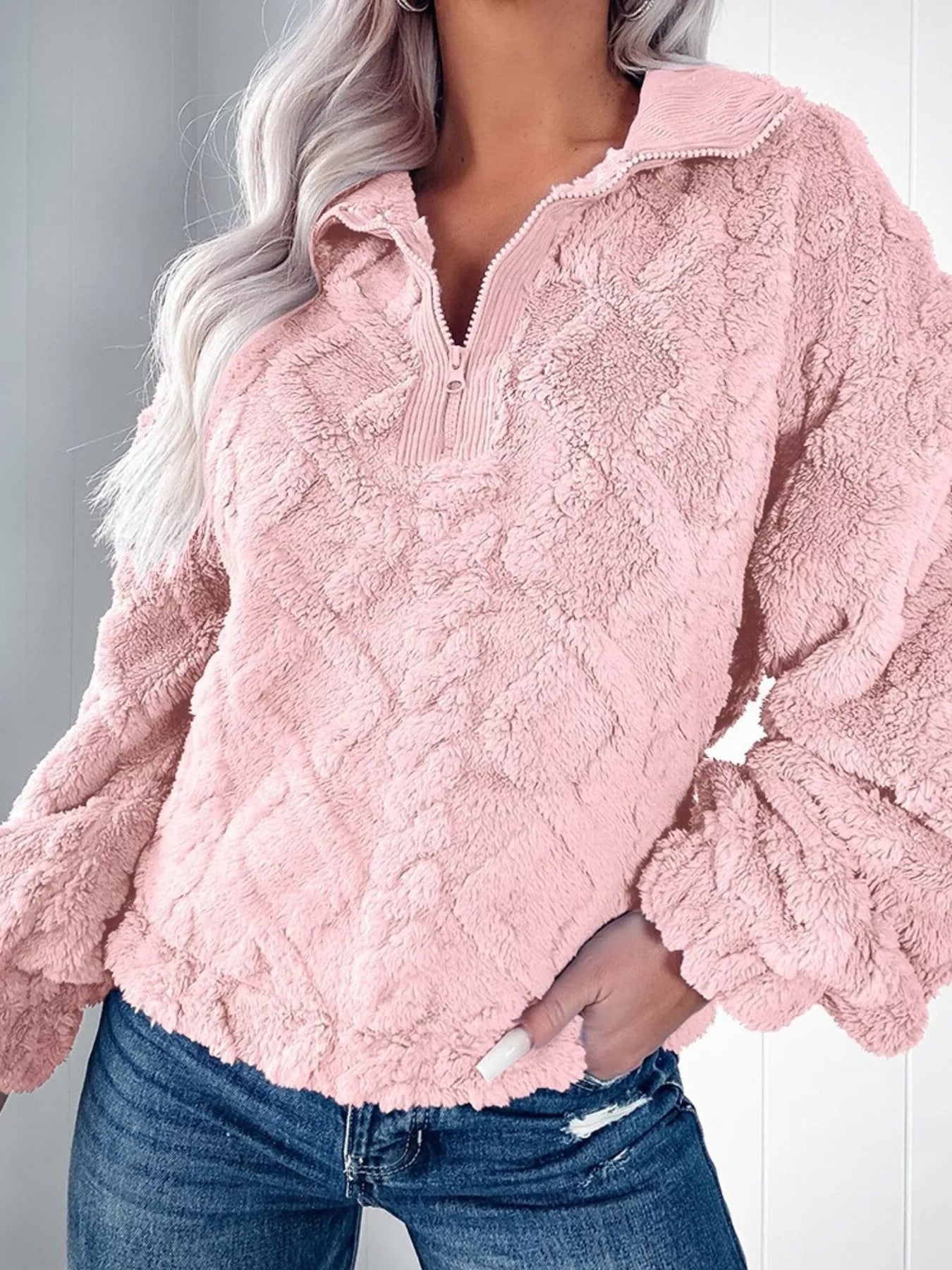Cozy Fleece Quarter Zip Sweatshirt - StyleLure