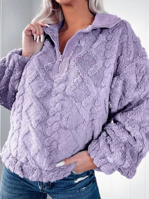Cozy Fleece Quarter Zip Sweatshirt - StyleLure
