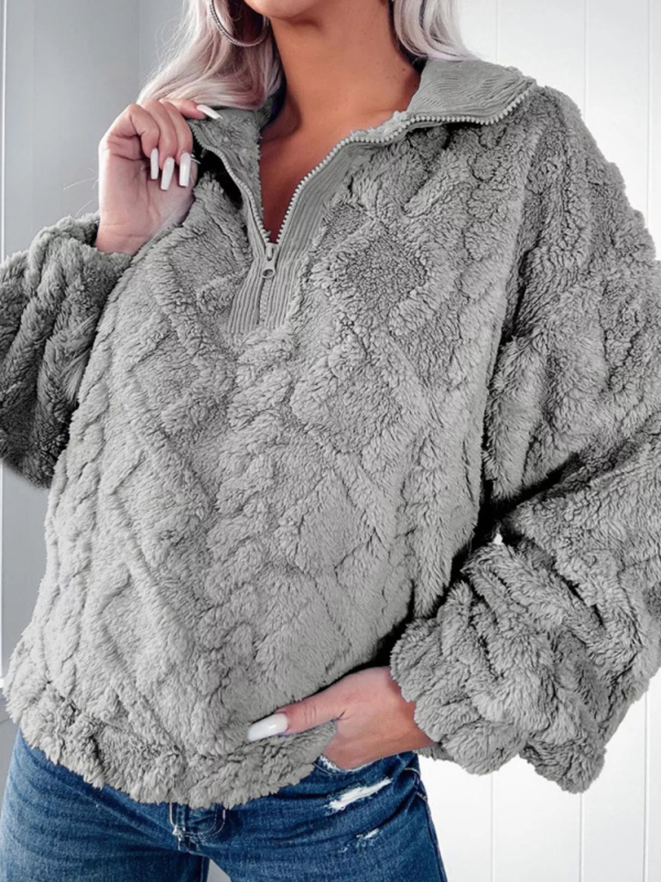 Cozy Fleece Quarter Zip Sweatshirt - StyleLure