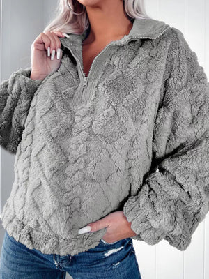 Cozy Fleece Quarter Zip Sweatshirt - StyleLure