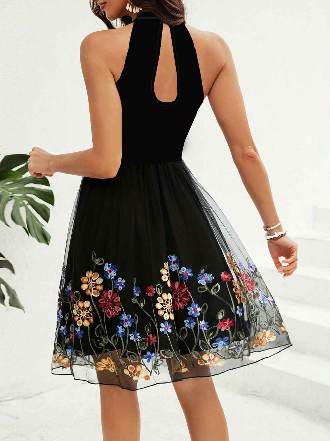 Cutout Grecian Neck Mini Dress - StyleLure