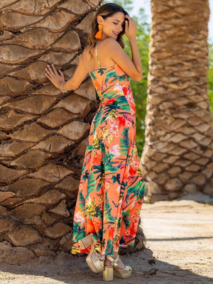 Twisted Printed V-Neck Cami Dress - StyleLure