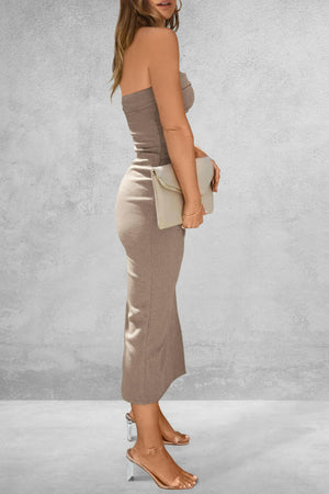 Slit Tube Midi Dress - StyleLure