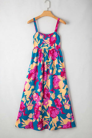 Floral Square Neck Cami Dress with Pockets - StyleLure