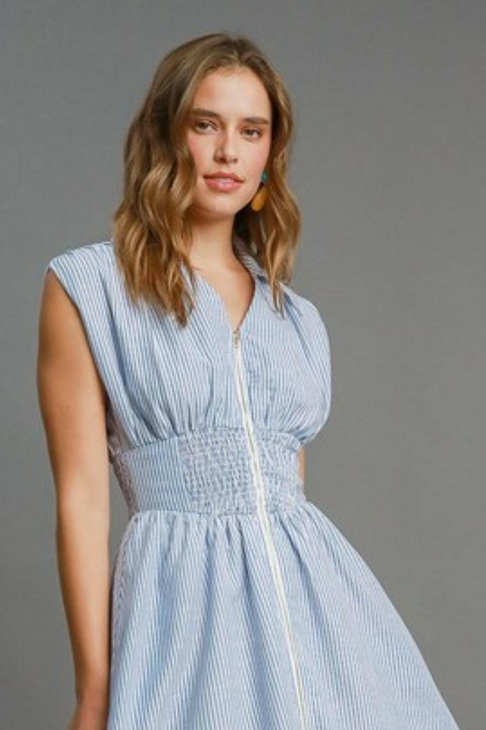Umgee Full Size Striped Midi Dress with Smocked Waist Plus Size - StyleLure