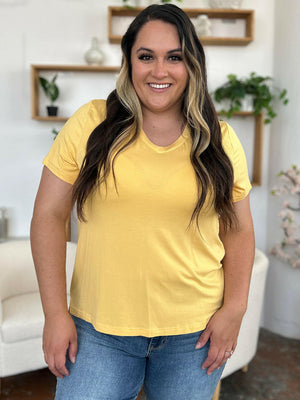 Basic Bae Bamboo Full Size V-Neck High-Low T-Shirt - StyleLure