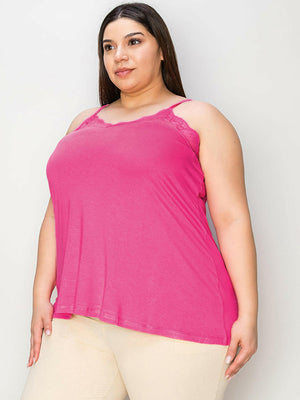Basic Bae Full Size Lace Trim V-Neck Cami - StyleLure