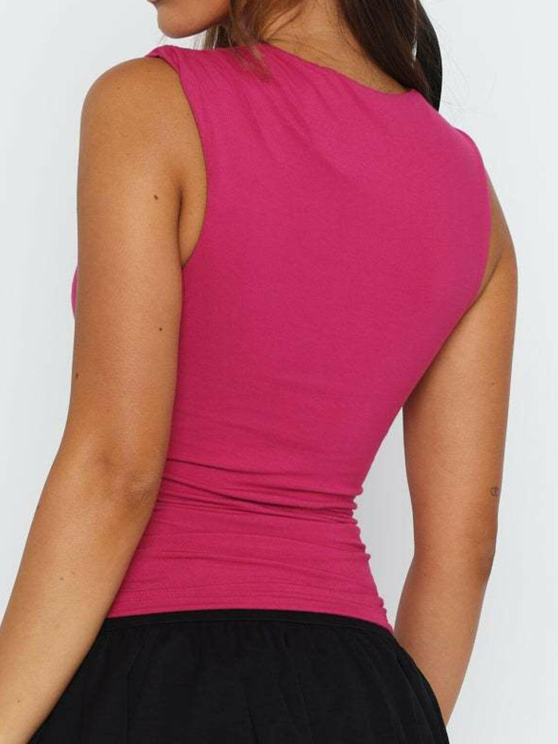 Ruched Round Neck Tank - StyleLure