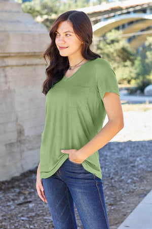 Basic Bae Bamboo Full Size V-Neck Short Sleeve T-Shirt - StyleLure
