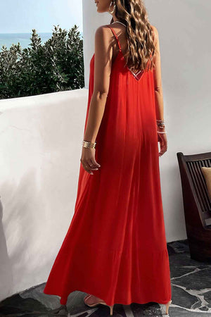 Devine Backless Maxi Cami Dress with Pockets - StyleLure