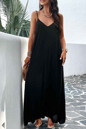 Devine Backless Maxi Cami Dress with Pockets - StyleLure