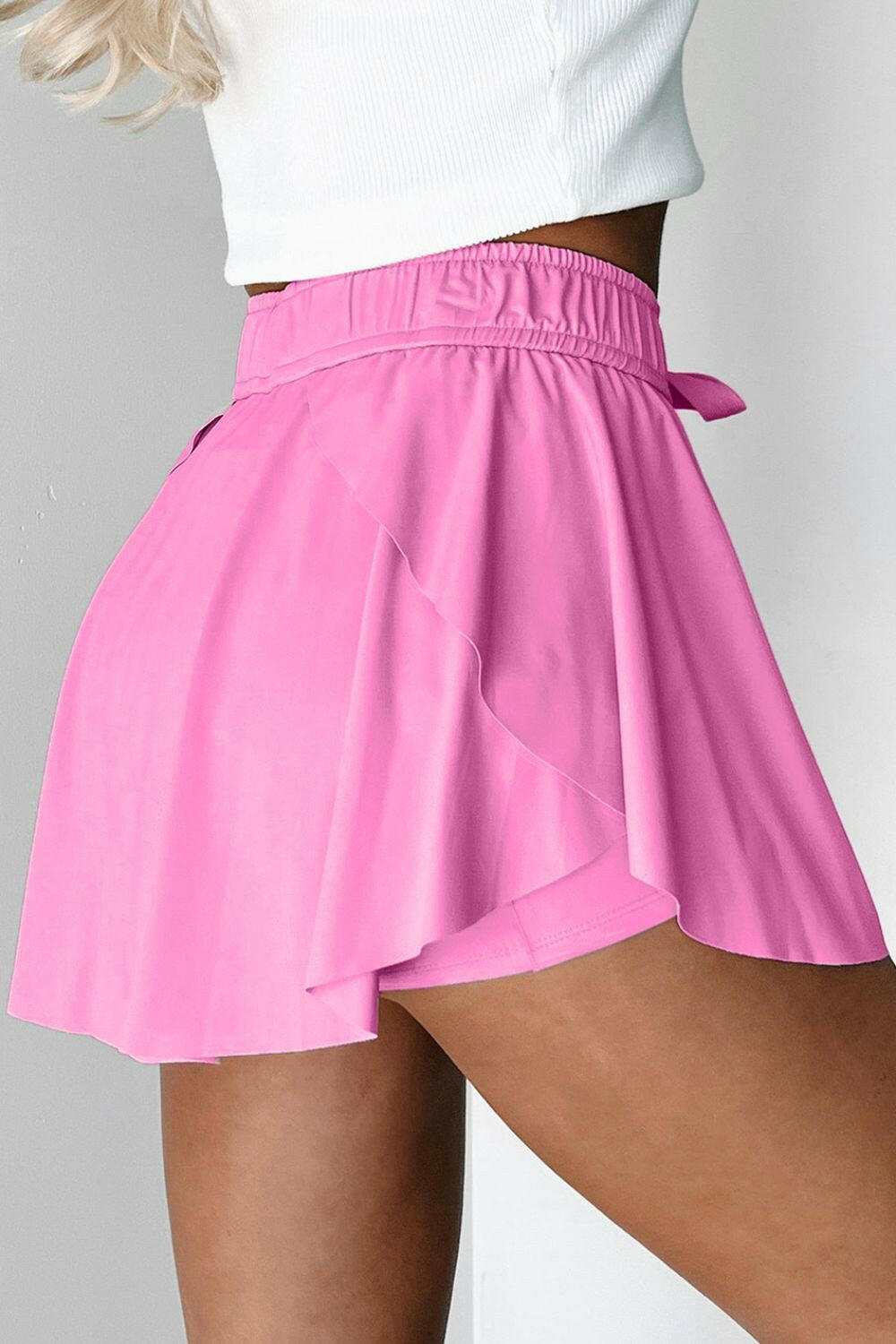 Drawstring High Waist Lined Active Skorts - StyleLure