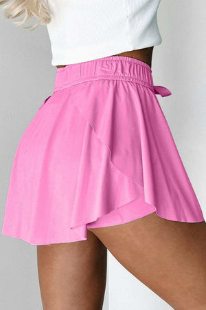Drawstring High Waist Lined Active Skorts - StyleLure