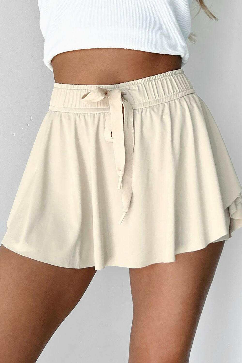 Drawstring High Waist Lined Active Skorts - StyleLure