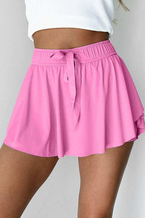 Drawstring High Waist Lined Active Skorts - StyleLure