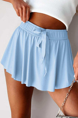 Drawstring High Waist Lined Active Skorts - StyleLure