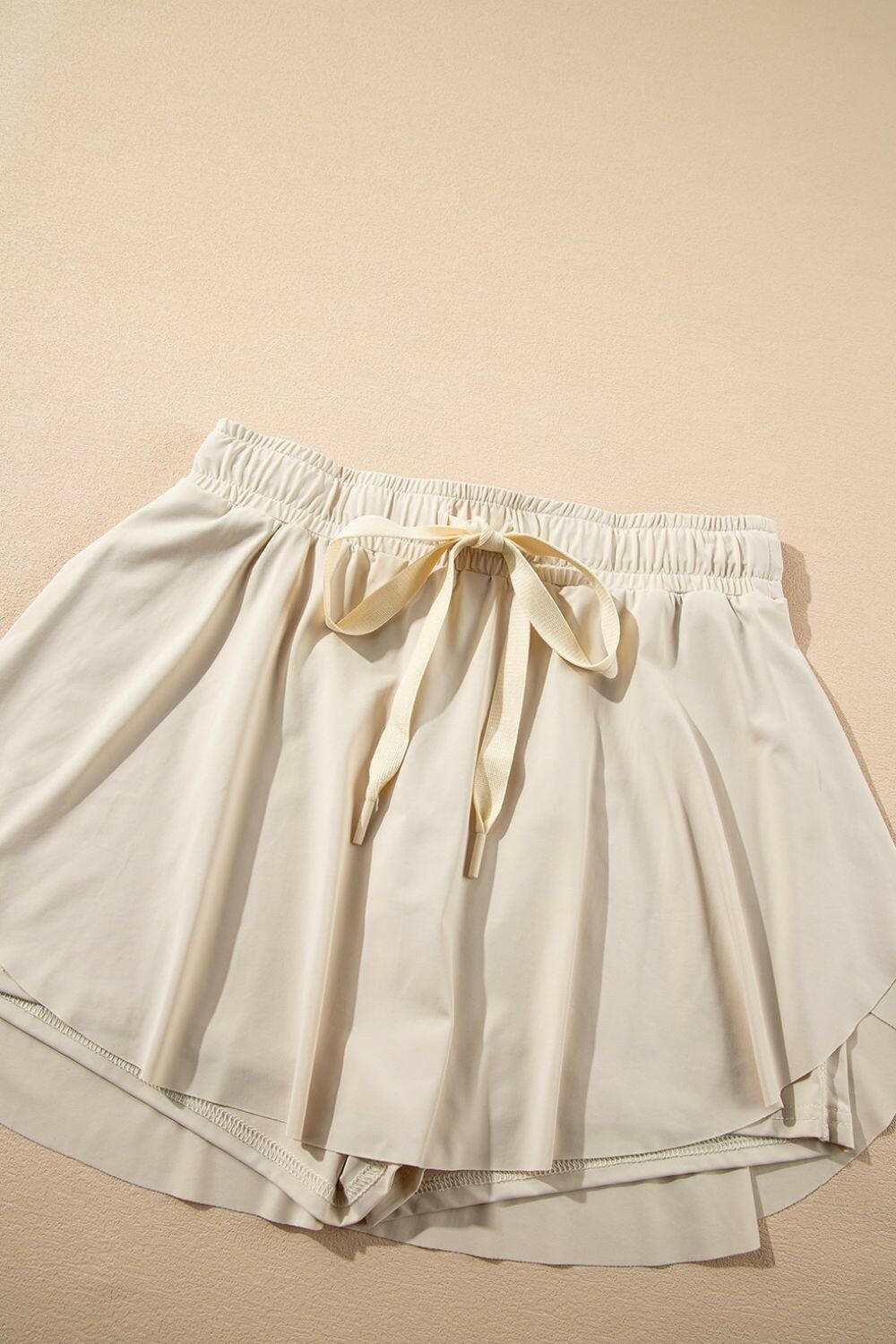 Drawstring High Waist Lined Active Skorts - StyleLure