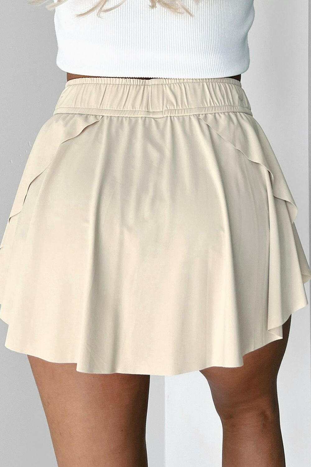 Drawstring High Waist Lined Active Skorts - StyleLure