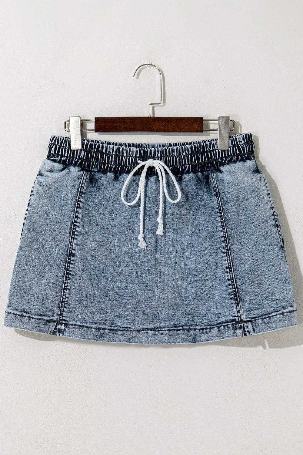Drawstring High Waist Pocketed Denim Shorts - StyleLure