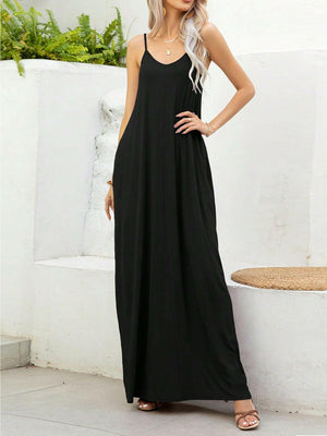 V-Neck Maxi Cami Dress with Pockets - StyleLure
