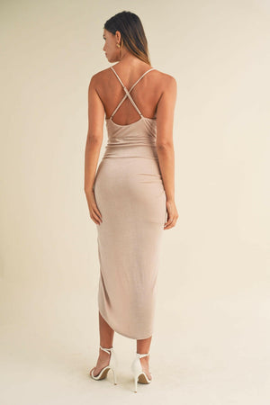 Mable Draped Detail Cami Midi Dress - StyleLure