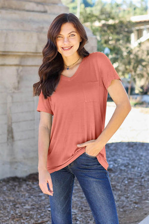 Basic Bae Bamboo Full Size V-Neck Short Sleeve T-Shirt - StyleLure