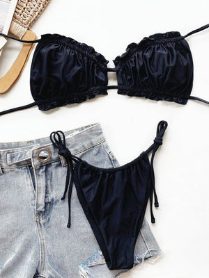 Frill Trill Halter Neck Bikini Set - StyleLure