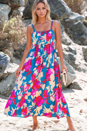 Floral Square Neck Cami Dress with Pockets - StyleLure