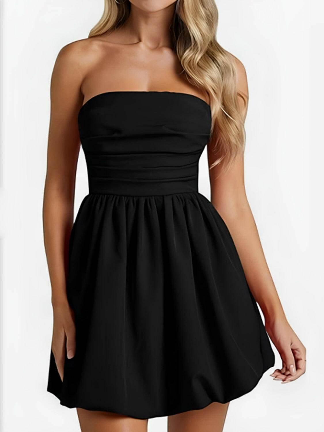 Ruched Tube Mini Dress - StyleLure