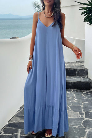 Devine Backless Maxi Cami Dress with Pockets - StyleLure