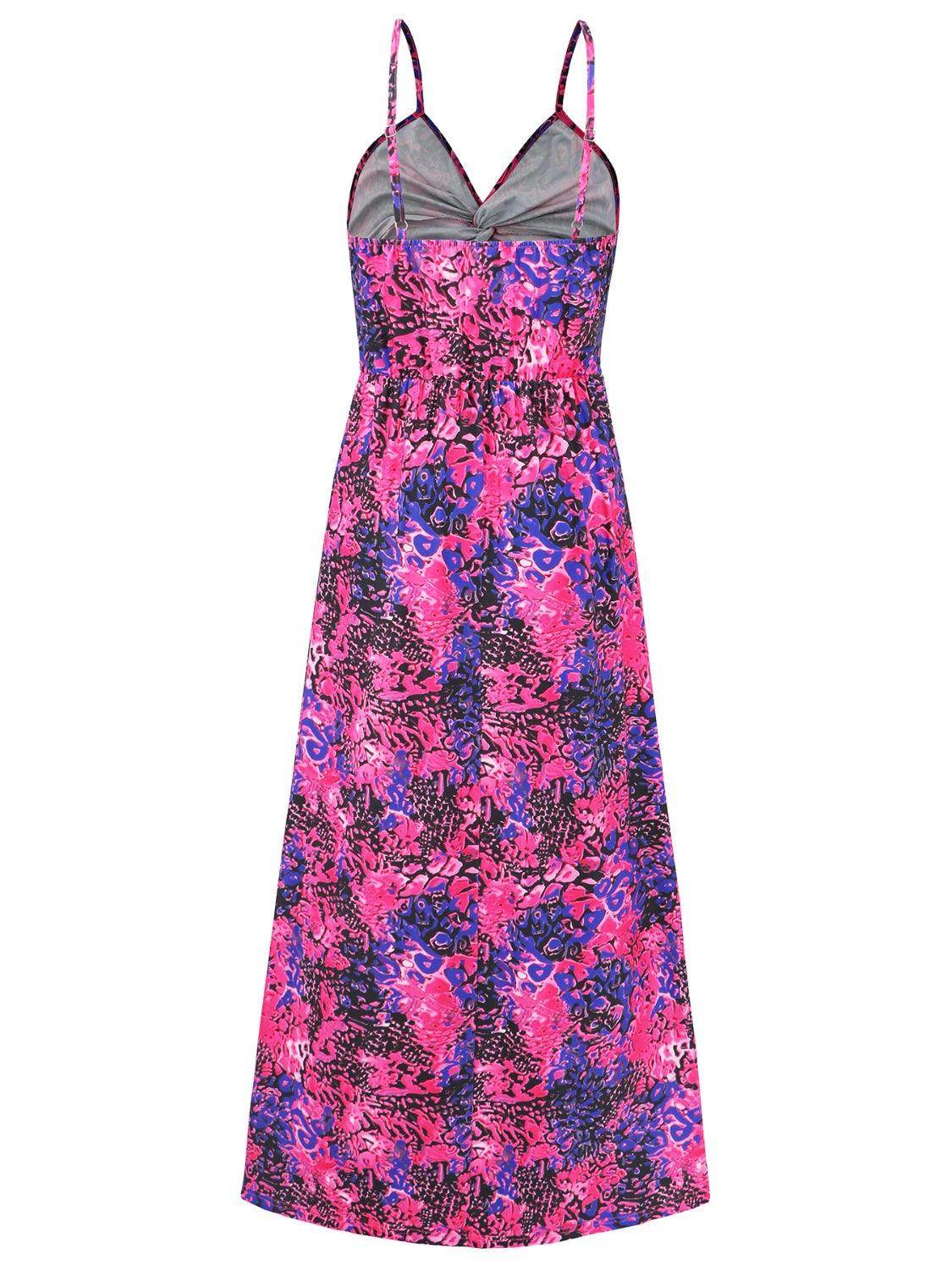 Twisted Printed V-Neck Cami Dress - StyleLure