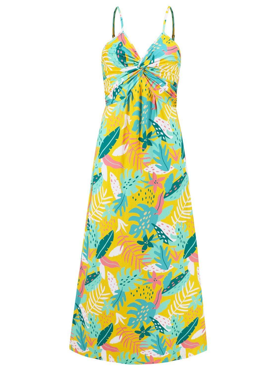 Twisted Printed V-Neck Cami Dress - StyleLure