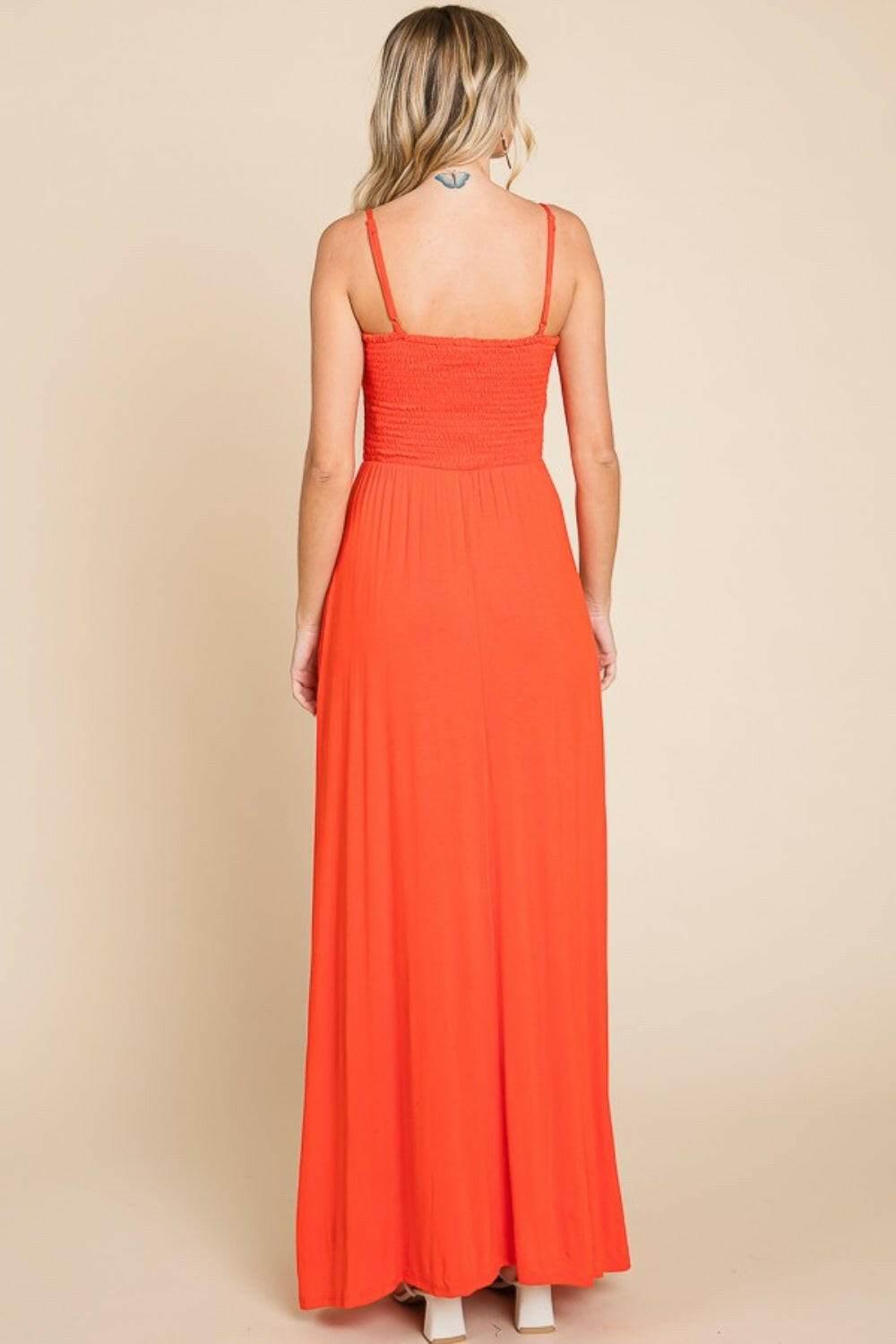 Culture Code Full Size Smocked Cami Maxi Dress with Pockets - StyleLure