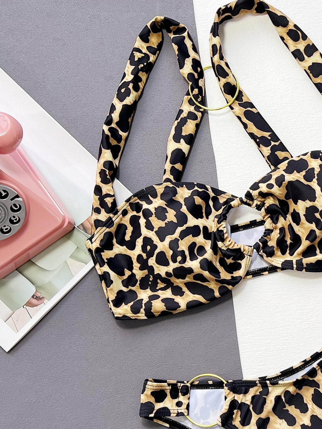 Leopard Ring Detail Bikini Set - StyleLure