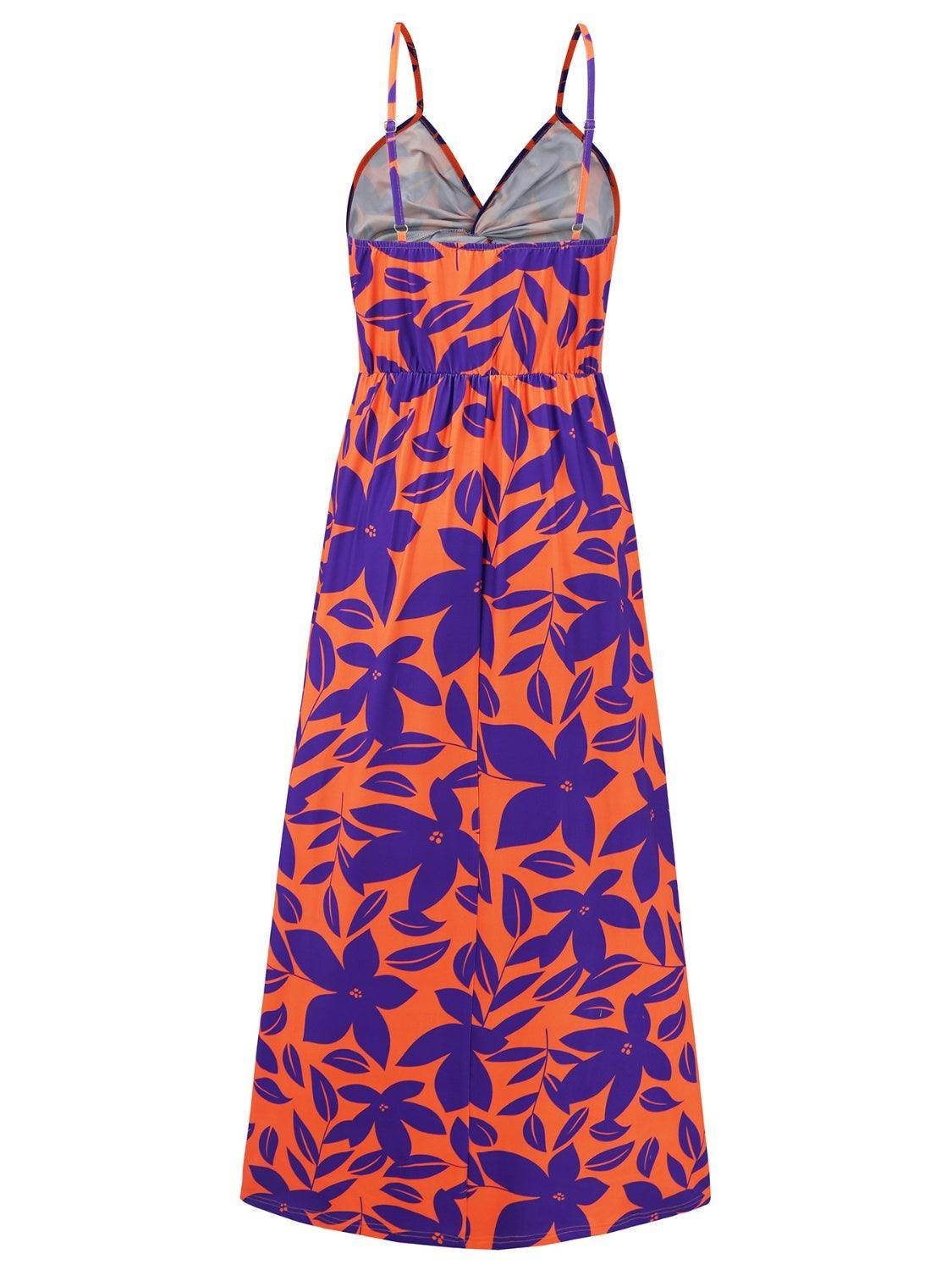Twisted Printed V-Neck Cami Dress - StyleLure