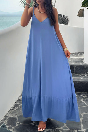 Devine Backless Maxi Cami Dress with Pockets - StyleLure
