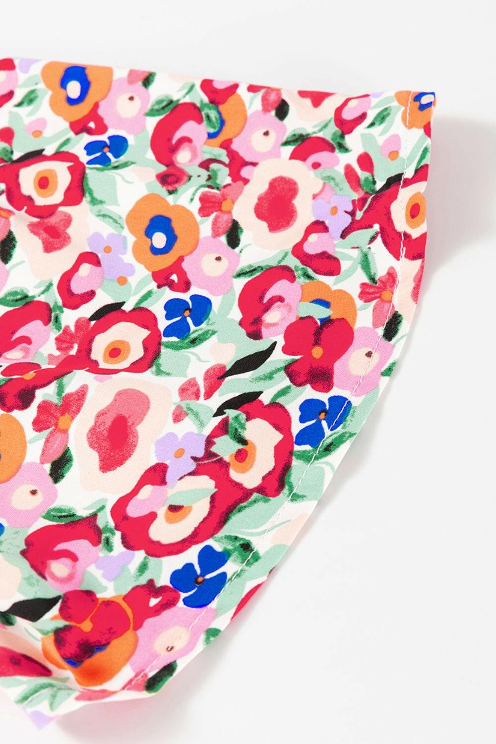 Floral Half Sleeve Deep V Neck Cutout Back Maxi Dress - StyleLure