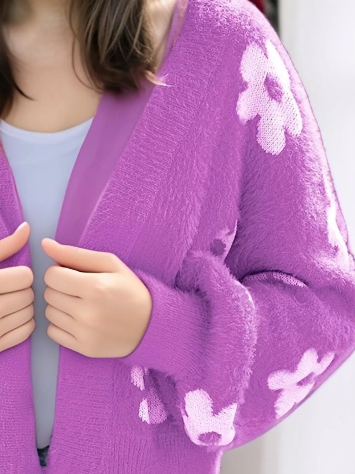 Floral Open Front Cardigan - StyleLure