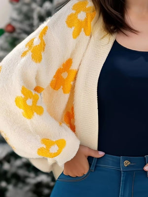 Floral Open Front Cardigan - StyleLure