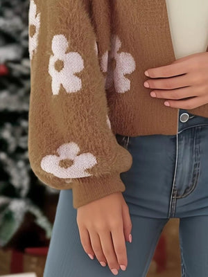 Floral Open Front Cardigan - StyleLure