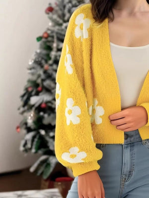 Floral Open Front Cardigan - StyleLure