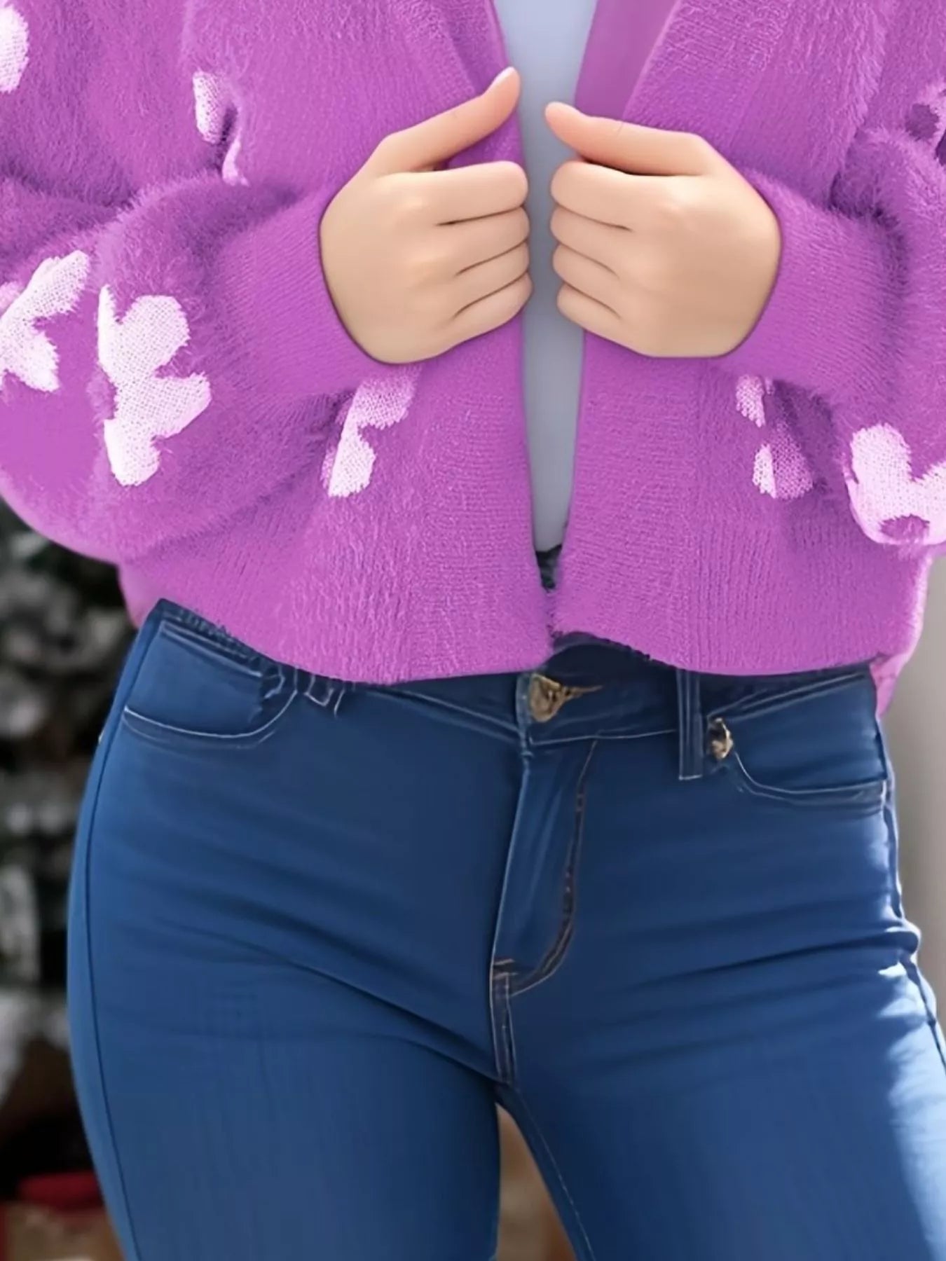 Floral Open Front Cardigan - StyleLure