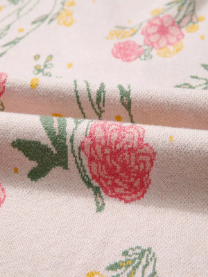 Floral Pattern Striped V Neck Loose Sweater - StyleLure